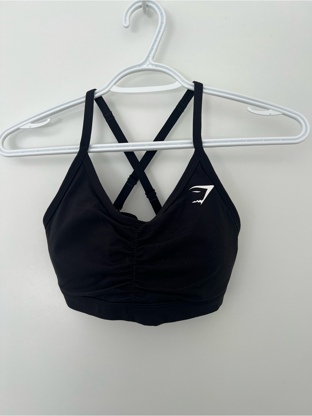 Gymshark Black Ruched Sports Bra, Size Small